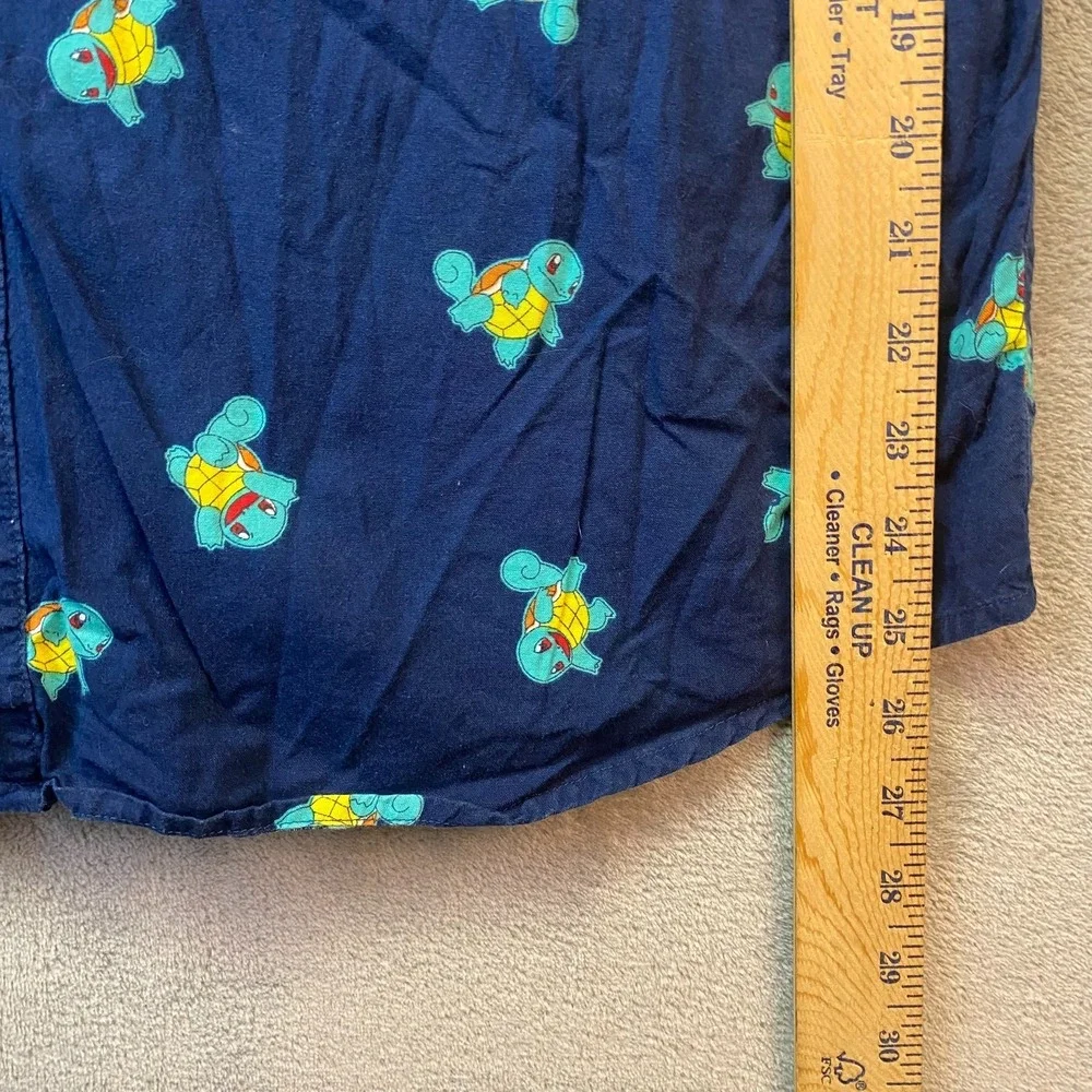 Pokemon Squirtle All Over Print Button Up Shirt XL Navy Blue